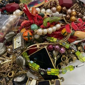 Lot of Craft Jewelry Vintage Costume Jewelry for Projects Art Dress-Up Huge